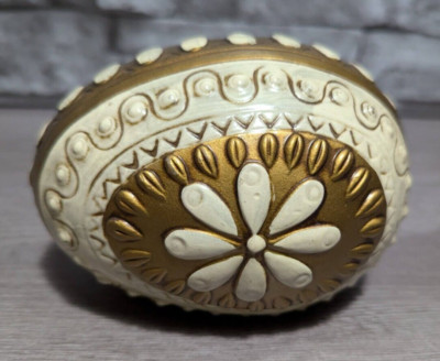 MCM Vintage 3.5''x5'' Cream & Gold Ornate Easter Egg Decoration Figurine