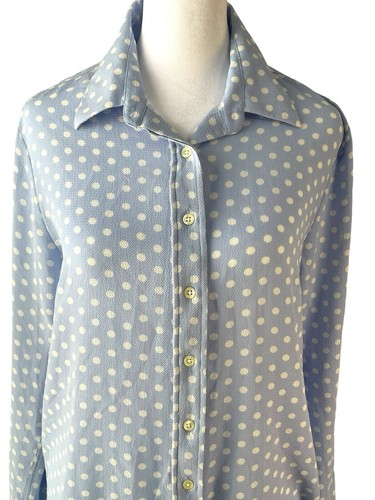 The Shirt by Rochelle Behrens Med Light Blue flowy button down long Sleeve shirt - Picture 3 of 9