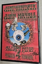 Jimi Hendrix 1968 Flying Eyeball Concert Poster, 11x17 Framed