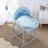 4baby Blue Shooting Star Grey Wicker Baby Boys Moses Basket & Rocking Stand 4baby Blue Shooting Star Grey Wicker Baby Boys Moses Basket & Rocking Stand