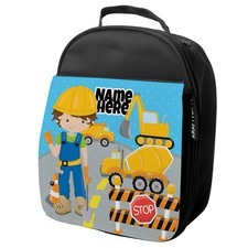 Personalised Lunch Bag School Digger Boys Kids Cooler Builder Lunchie Box EC039