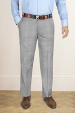 Men's Formal Dress Pant Evening Office Party Grey Stripes Business Work Trousers