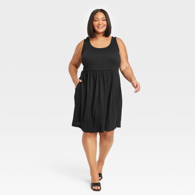 3X - Womens Babydoll Empire Waist Dress - Ava Viv - Black