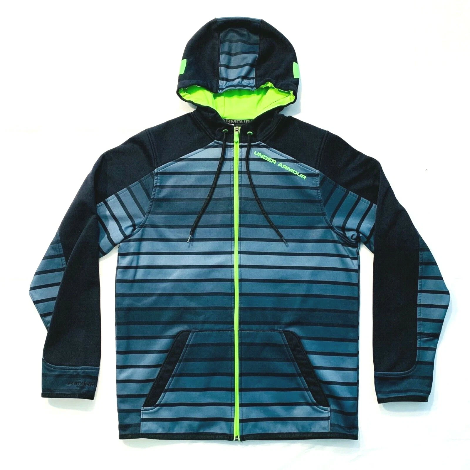 Under Armour Storm Hoodie Jacket Fleece Lined Loose Sweatshirt Striped Black M