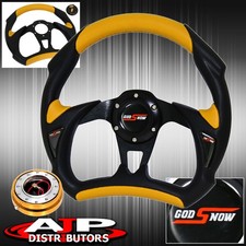 320mm 6 Bolt Yellow Black Pvc Steering Wheel Godsnow Button Gold Quick Release