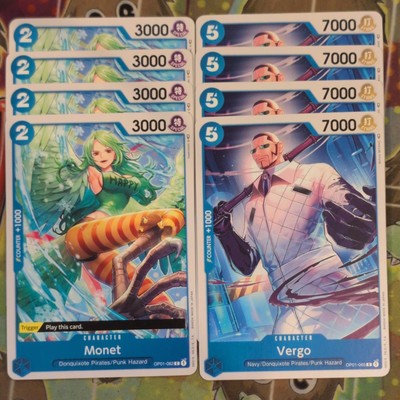 4 x OP01-082 C Monet & 065 C Vergo Common English One Piece Mint Playsets