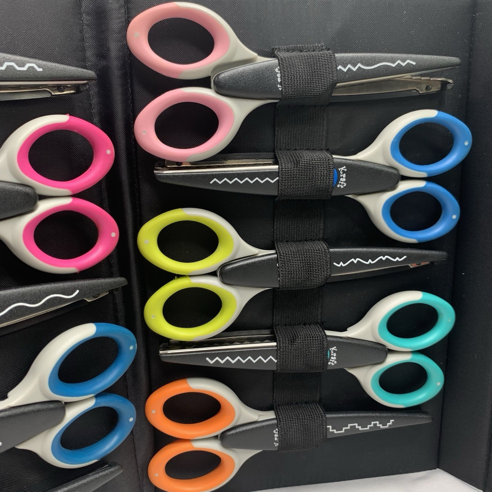 Kraft Edgers Craft Scissors Set of 20 Ultra Grip with Stand / Holder Paper Craft