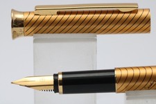 Vintage Pierre Cardin Lacquered Gold with Black Line Fine Fountain Pen