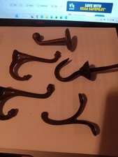 Five Vintage Metal Coat Hooks Different Styles