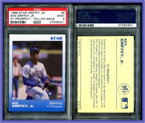 PSA 9 1989 Star #1 Prospect Yellow Back #6 Ken Griffey Jr. RC POP58 Mariners