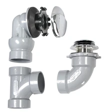 canplas 1-1/2" PVC Gray Waste & Overflow, Convertible Kit, Pop Up (Chrome Trim)