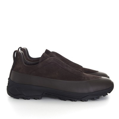 ZEGNA 1490$ Dark Brown Leather And Suede Triple Stitch Monte