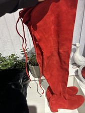 Russell & Bromley Stuart Weitzman Red Suede Over-Knee Boots Size UK 6 /39