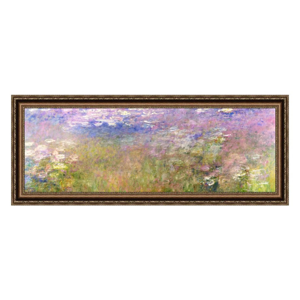Framed Canvas Giclee Print Water Lily#34 by Claude Monet Wall Art Decor 16"x36"