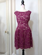 Vince Camuto Women's dress magenta floral lace overlay Size 16