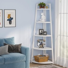 5-Tier Corner Bookshelf , 70 inch Tall Corner Bookcase Standing Shelving Unit