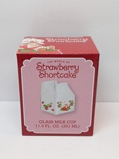 Strawberry Shortcake Clear Glass Milk Cup 11.9 fl oz Fan Room Coffee Bar NEW