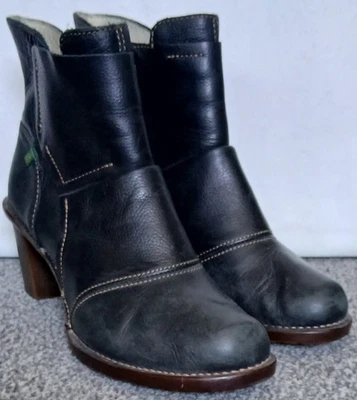 WOMENS EL NATURALISTA BLACK LEATHER ANKLE BOOTS. SIZE UK 8 - Image 1 of 4