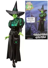 Wizard of Oz Wicked Witch Elphaba Deluxe Costume-Adult M 8-10/L 12-14-Hat-pouch