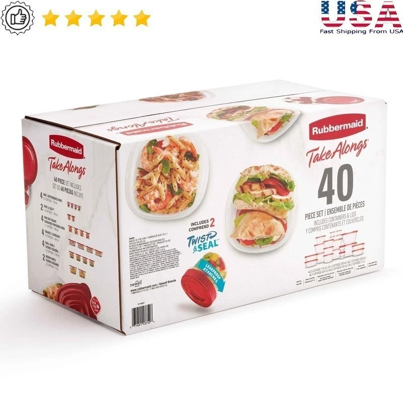 TakeAlongs 40 Piece Food Storage Containers Set Leakproof Microwave Safe 12 6Qt