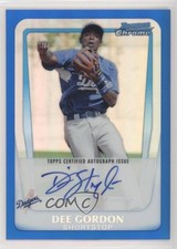 2011 Bowman Chrome Prospects Blue Refractor 111/150 Dee Gordon #BCP80 Auto nd3