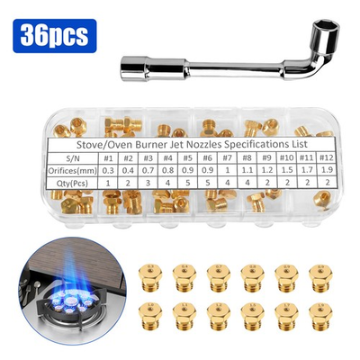 #ad 36 PCS Brass Orifice Conversion Kit for Gas Range Stove Propane LPG with Wrench $14.98