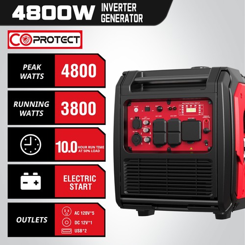 PowerSmart 4800W Gas Inverter Generator, Electric Start, 10H Run, 120V, CO Alarm - Picture 2 of 7