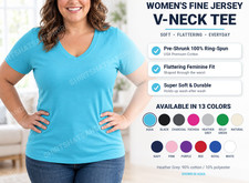 Womens Fine Jersey V-Neck T-Shirt Premium 100 Cotton Slim Fit Basic Tee XS-3XL