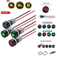 12V LED Indicator Small Light Waterproof, 1/2"12mm Panel Cutout 12V 24V Metal...