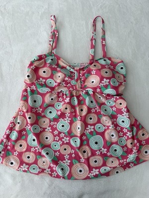 Gabrielle-Aug Women's Floral Print Adjustable Sporty Tankini Top Swimsuit 12 E71