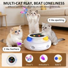 3-in-1 Cat Toy,Automatic Interactive Electronic Moving Ambush Feather,Track Ball