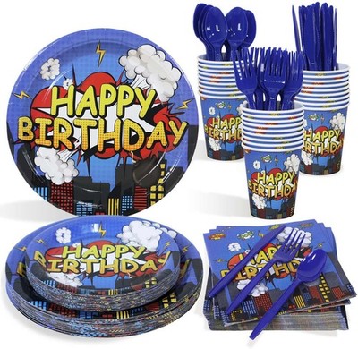 Heroic Skyscraper Party Supplies - 175Pcs for 25 Guests, Plates & More