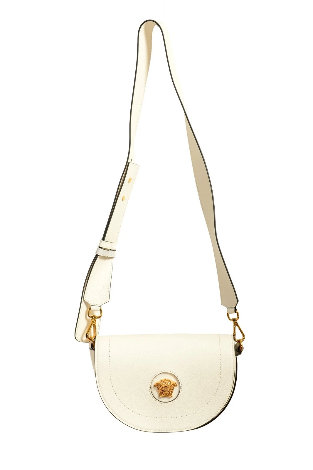 Versace — Versace Women's Grainy Leather Gold Medusa Half Moon Handbag Shoulder Bag