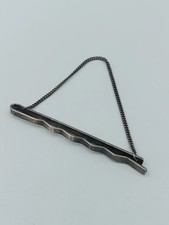 Vintage Krawattenklammer silberfarben mit Kette und Wellenmuster