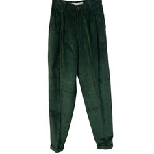 Vintage Moss Green Corduroy Mom Pant Tapered Pleated High Waisted Sz 3 / S