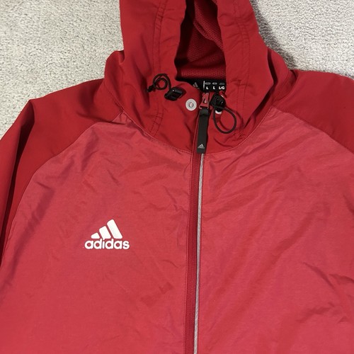 Giacca a vento Adidas Modern Varsity full zip con cappuccio uomo grande rosso potenza - Foto 4 di 19