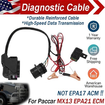 Diagnostic Cable for Paccar MX13 EPA21 ECM 2021-26 Plug & Play, High-Speed Data