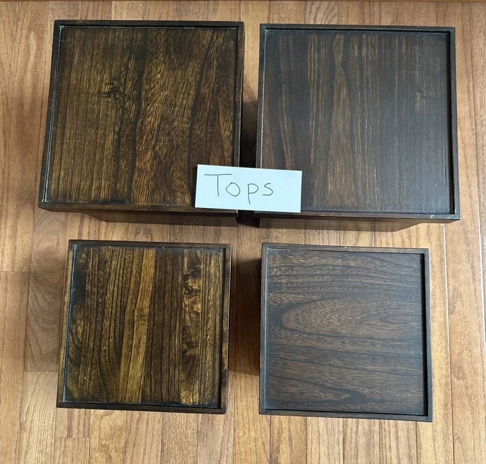 (4) Square Wood Nesting Boxes Brown - Image 3 of 4