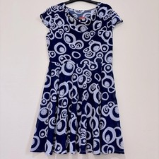 Navy White printed short sleeve pullover dress
