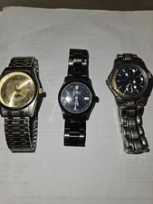 3 Watches Swiss Military Elgin PRT 125 Untested. Parts/Repair