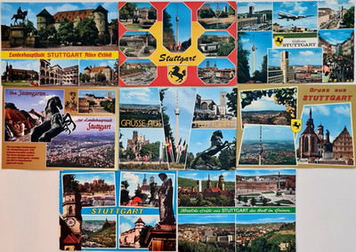 8 x STUTTGART Baden-Württemberg Postcards Postkarten Lot gelaufen ab/nach ~1968