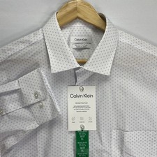 Calvin Klein Men s Button Down Shirt Size XL White Patterned Wrinkle Free Fresh