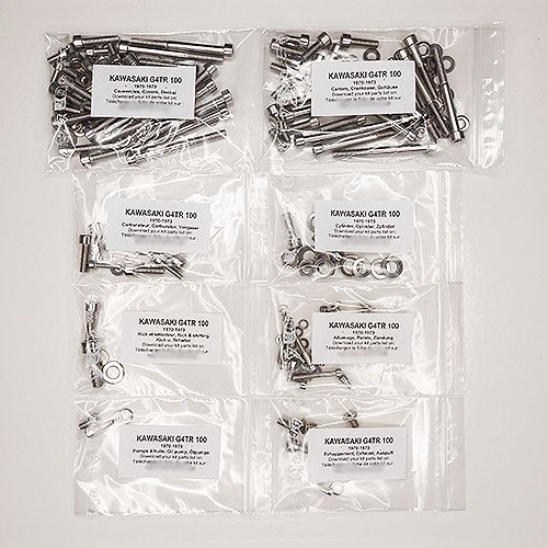 Kit tornillos allen inox motor KAWASAKI G4TR 100 TRAIL BOSS visserie moto ancienne
