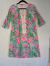 Lilly Pulitzer 3/4 sleeve floral Dress lace sz M old money preppy