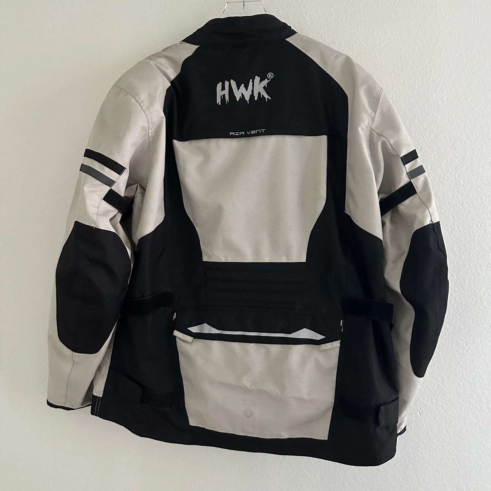 HWK Motorcycle Jacket Mens XXL Grey Black Padded Armor Vent Biker Touring image 2