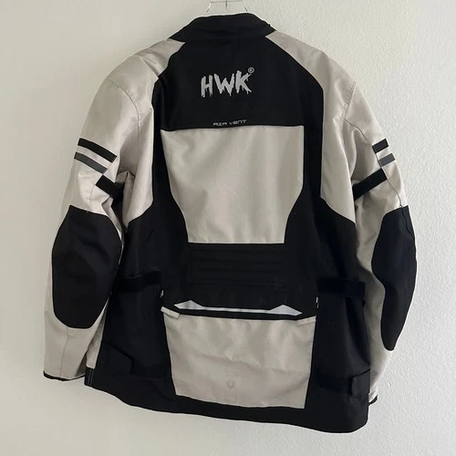 HWK Motorcycle Jacket Mens XXL Grey Black Padded Armor Vent Biker Touring image 2