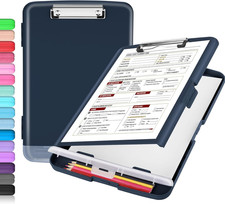 Clipboard with Storage, Clip Board 8.5 x 11 with Pen Holder, Plastic Organizatio
