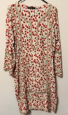 Women's Lace Kurta Long Shirt And Pant Set Beige Red Floral Print Size XL
