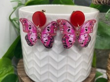 1.25 Acrylic Butterfly Bohemian Dangle Earring Set New Free Ship B268