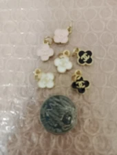 6  Pc Designer Chanel Zipper Pull Button Charm Pendant 13 Mm 